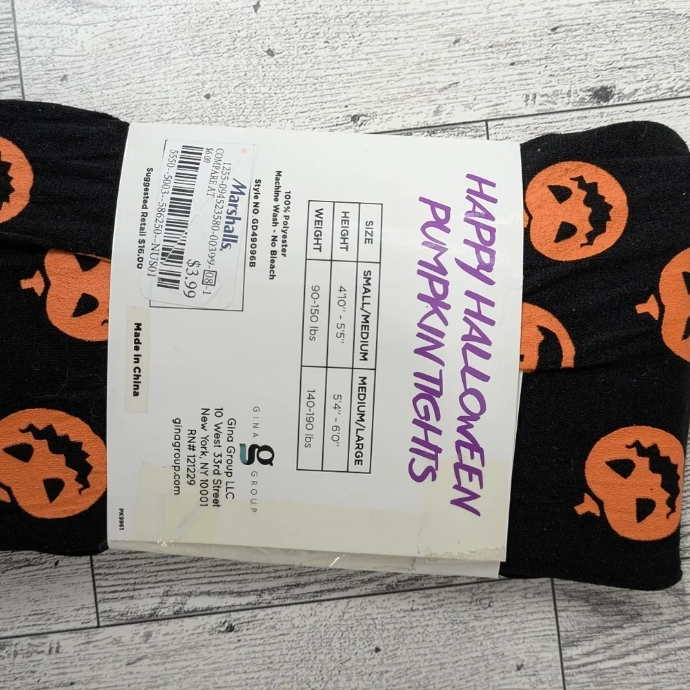 Festive Halloween Pumpkin Tights - Black and Orange